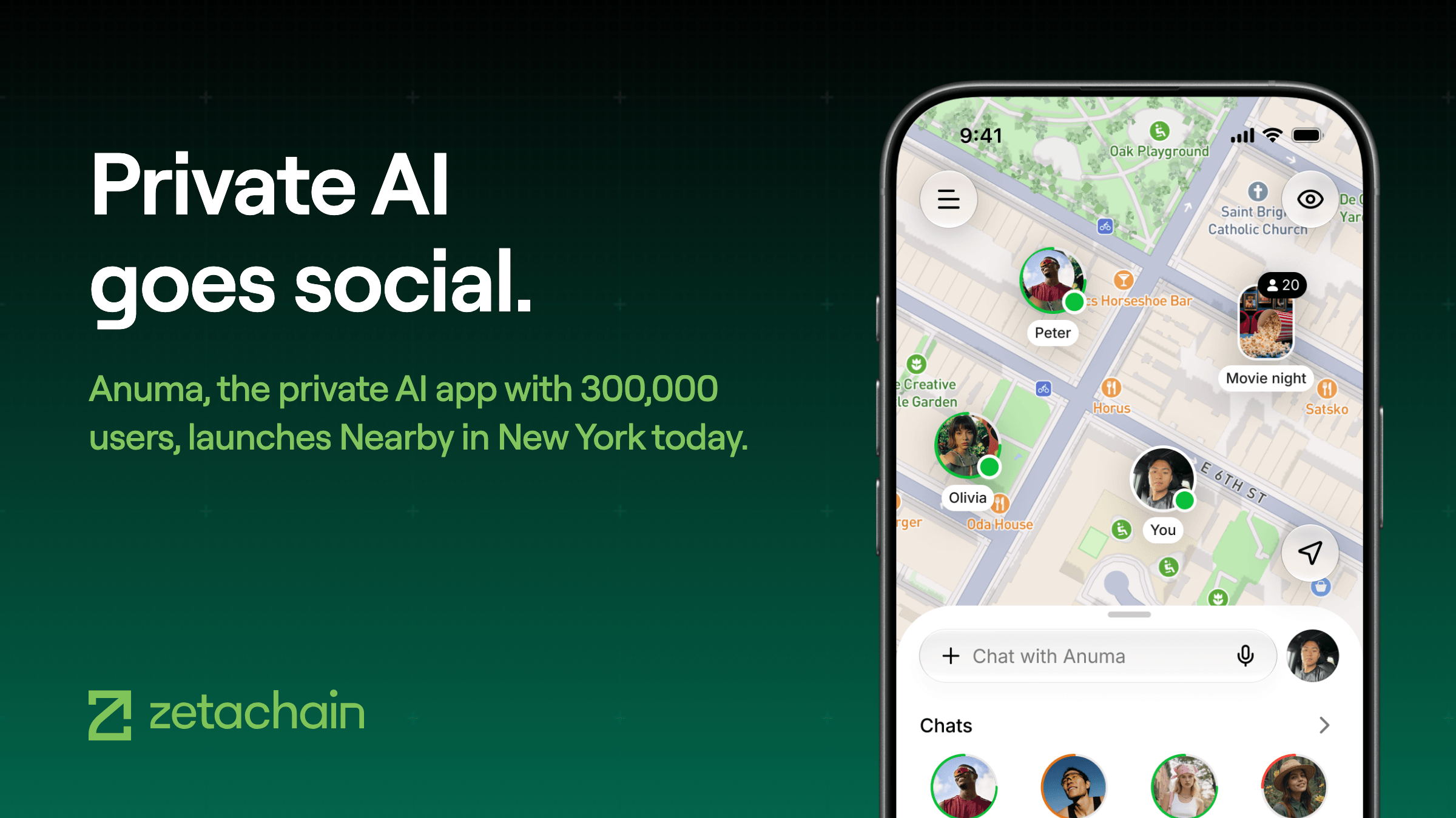 Private AI goes social: Anuma, built on ZetaChain, launches Nearby in New York